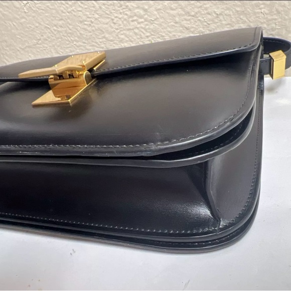 CELINE Shoulder Bag Crossbody Convertible Black Leather - Picture 4 of 16